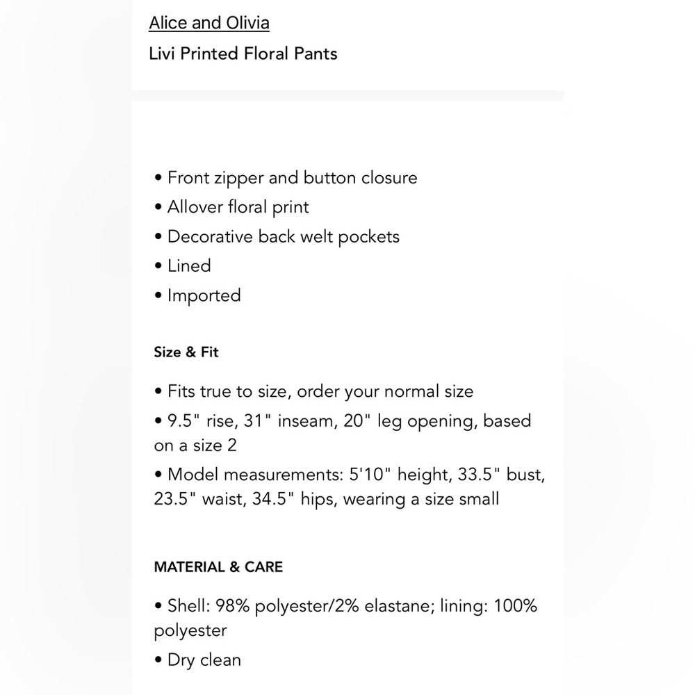 Alice + Olivia Livi Printed Floral Pants - Picture 7 of 8